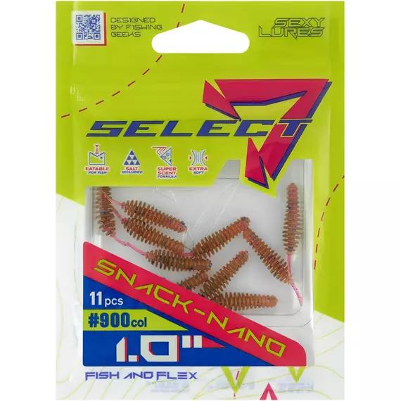 Силікон Select Snack Nano 1" #900 (11шт/уп), Довжина силікону: 1" (2.54 см), Колір силікону: 900, фото , изображение 2
